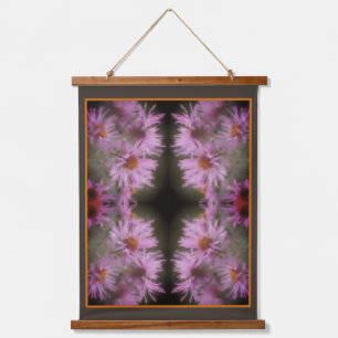 Wild Pink Asters Flower Art Vintage Hanging Tapestry