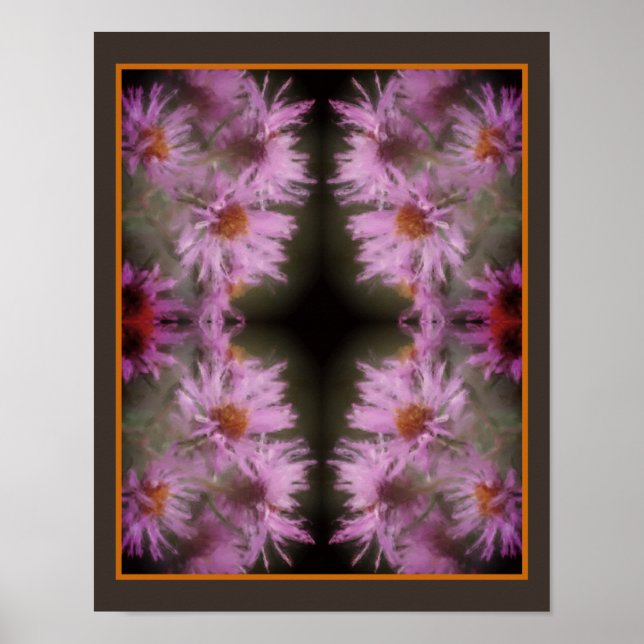 Wild Pink Asters Flower Art Vintage Poster (Front)