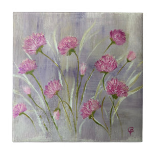 Wild Pink Flowers Tile