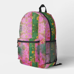Wild Pink Green Damask Grunge - Backpack