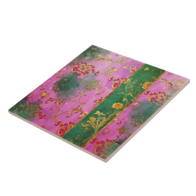 Wild Pink Grunge Damask - Tile (Side)