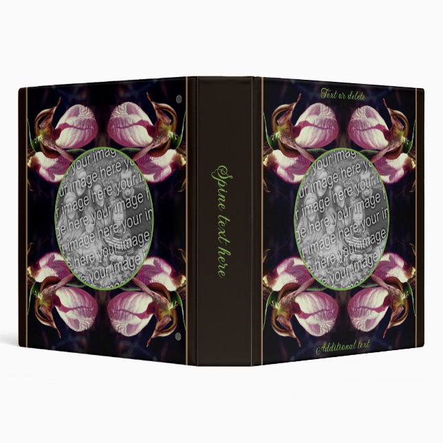 Wild Pink Lady Slipper Orchid Frame Add Your Photo Binder (Background)