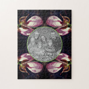 Wild Pink Lady Slipper Orchid Frame Add Your Photo Jigsaw Puzzle