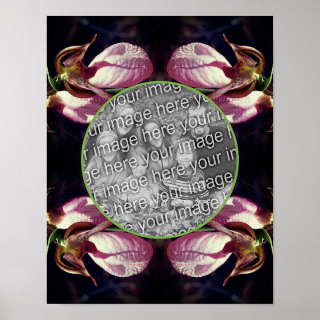 Wild Pink Lady Slipper Orchid Frame Add Your Photo Poster (Front)
