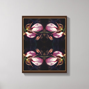 Wild Pink Lady Slipper Orchid Pair Abstract Canvas Print