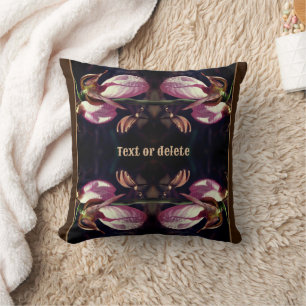 Wild Pink Lady Slipper Orchid Pair Personalized Throw Pillow