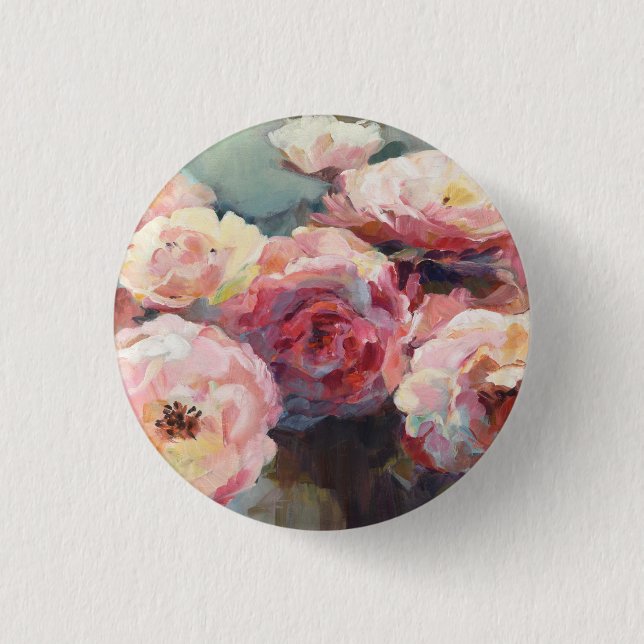 Wild Pink Roses 1 Inch Round Button (Front)