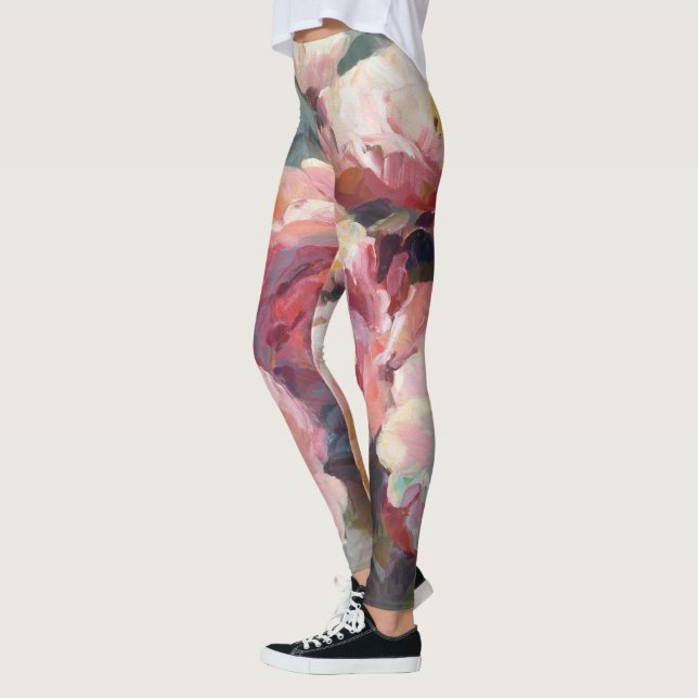 Wild Pink Roses Leggings (Left)