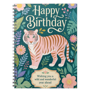 Wild Pink Tiger Birthday Adventure Notebook