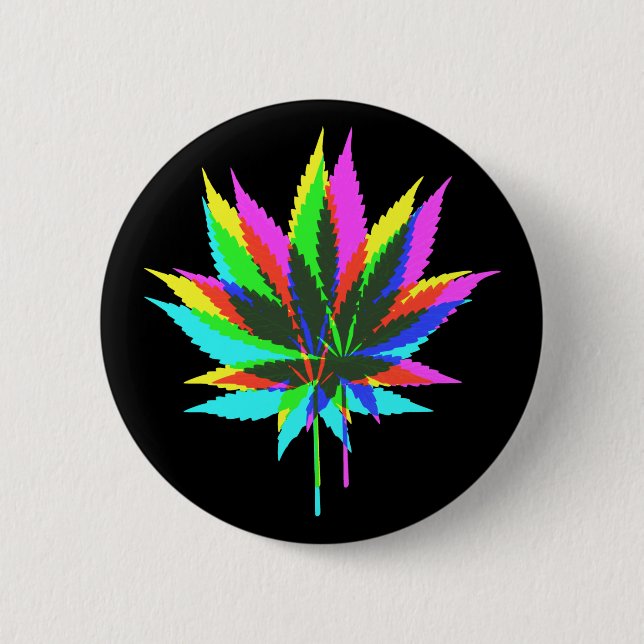 Wild Plant Leafs - neon coloured + your ideas 2 Inch Round Button (Front)