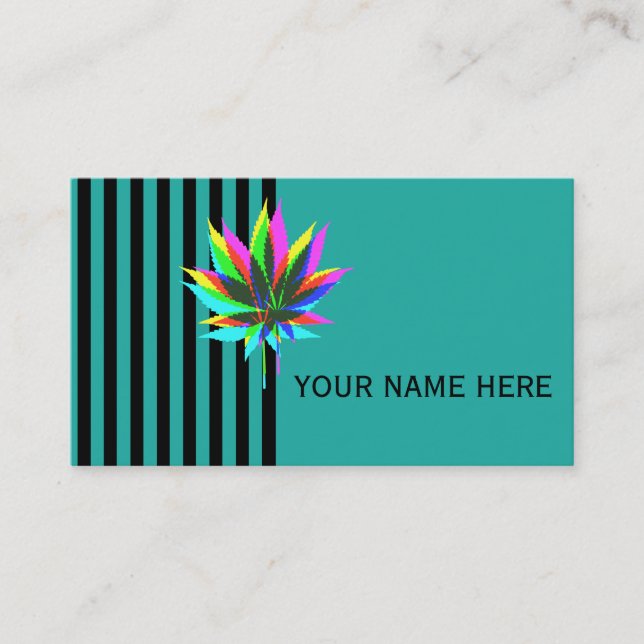 Wild Plant Leafs - neon coloured + your ideas Business Card (Front)