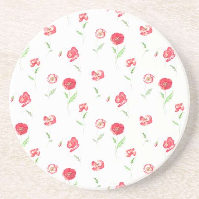 Wild poppies pattern coaster (Front)