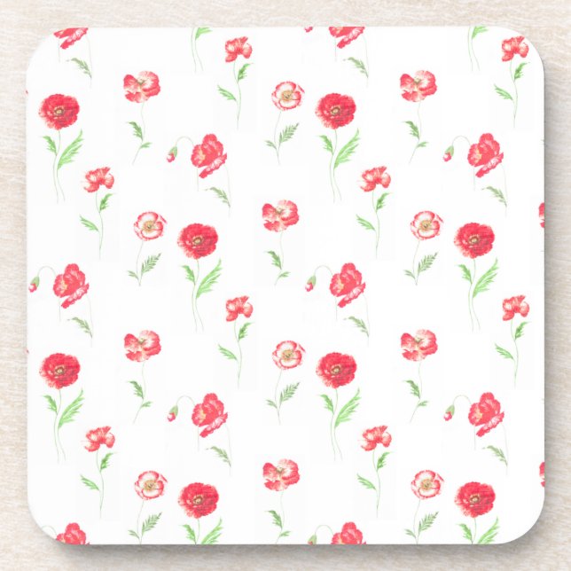 Wild poppies pattern coaster (Front)