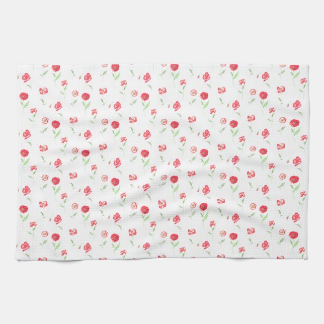 Wild poppies pattern kitchen towel (Horizontal)