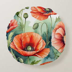 Wild Poppies Round Pillow