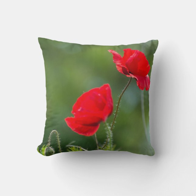 Wild poppies throw pillow (Front)
