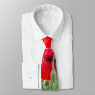 Wild poppies tie