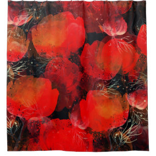 Wild Poppies Watercolor Digital Drawing