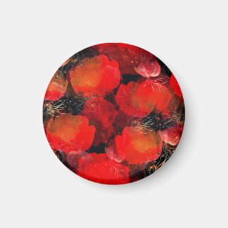 Wild Poppies Watercolor Digital Drawing Magnet