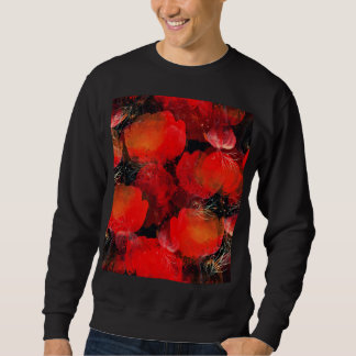 Wild Poppies Watercolor Digital Drawing Sweatshirt