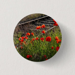 Wild poppy 1 inch round button