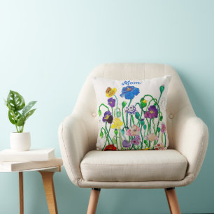 Wild Poppy colourful and fun named Throw Pillow