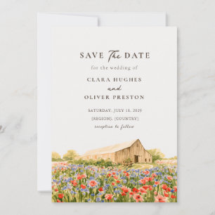 Wild Poppy Cornflower Meadow Provence Wedding Save The Date