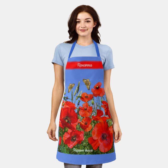 Wild Poppy Field personalized Apron (Worn)