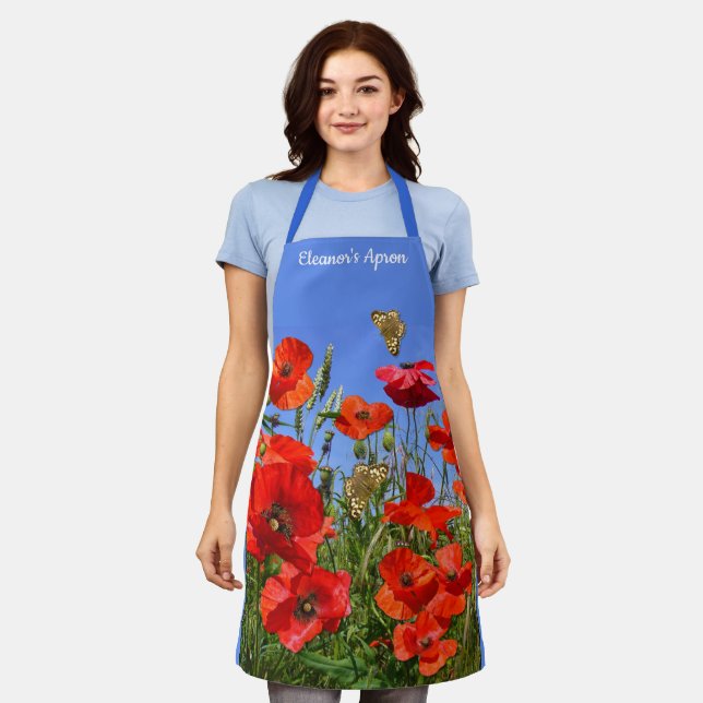 Wild Poppy Field personalized Apron (Worn)