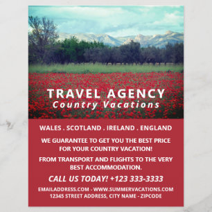 Wild Poppy Field, Travel Agency Advert Flyer