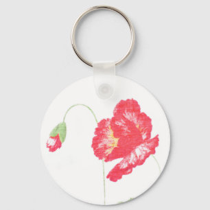 Wild poppy flower keychain