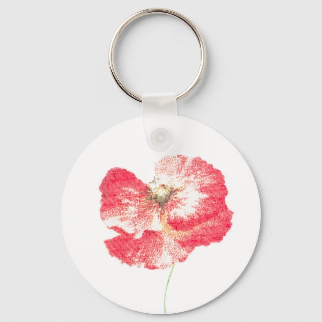 Wild poppy flower keychain (Front)