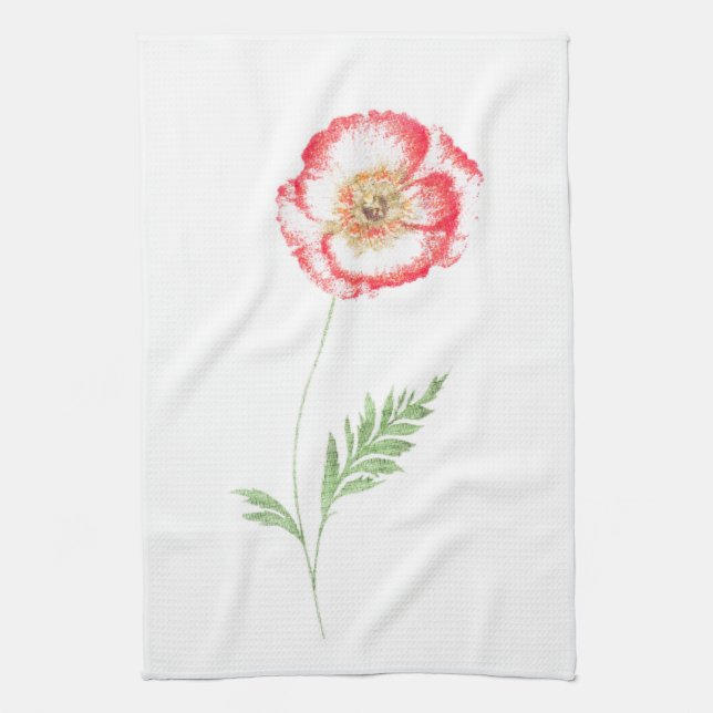Wild poppy flower kitchen towel (Vertical)