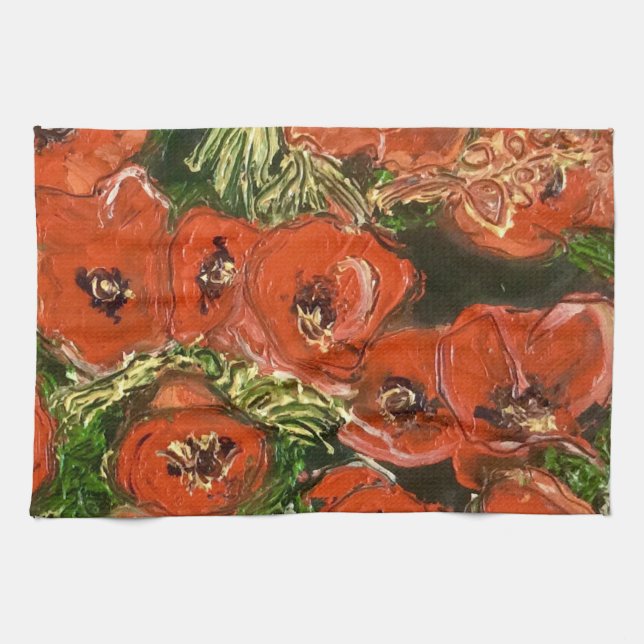 Wild Poppy tea towel (Horizontal)