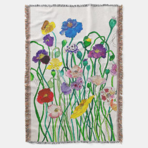 Wild Poppy Throw  Blanket