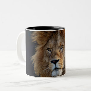 Wild Predator Lion with Mane Two-Tone Coffee Mug