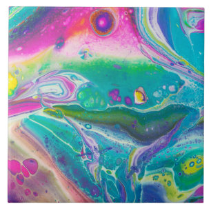 Wild Psychedelic Acrylic Pour Art Tile