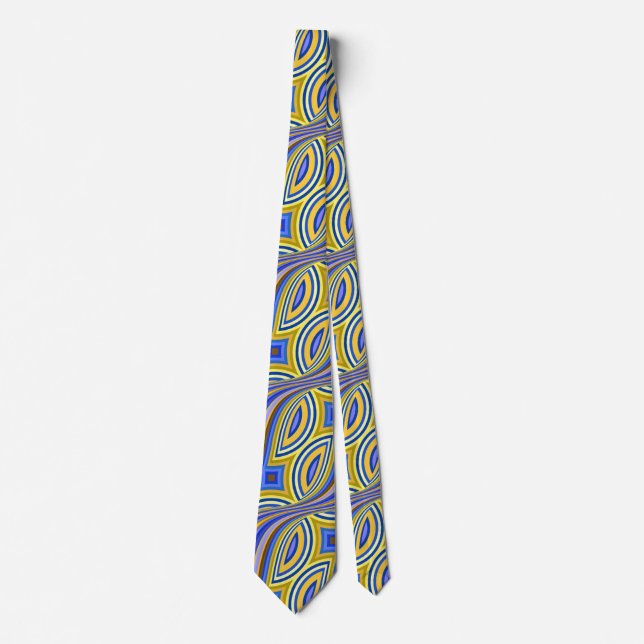 Wild Psychedelic Lavender Gold Pattern Design Tie (Front)