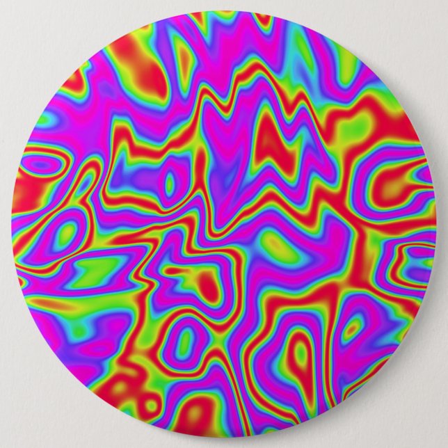 Wild Psychedelic Liquid Colours 6 Inch Round Button (Front)