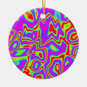 Wild Psychedelic Liquid Colours Ceramic Ornament