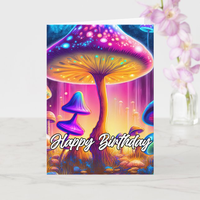 Wild Psychedelic Mushroom Forest Illustration Card (Orchid)