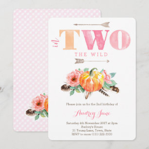 Wild Pumpkin 2nd Birthday Party for Girl Invitation