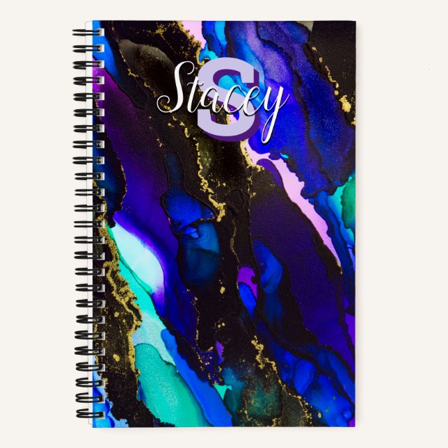 Wild Purple Alcohol Ink Notebook (Front)