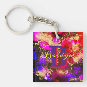 Wild Purple and Fuscia Alcohol Ink Keychain
