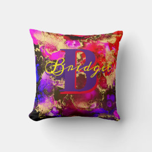 Wild Purple and Fuscia Alcohol Ink Throw Pillow