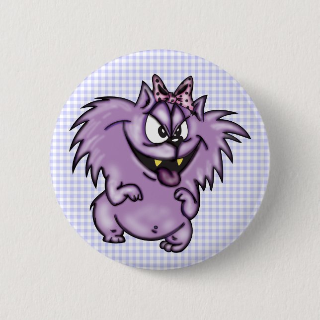 Wild Purple Cartoon Cat 2 Inch Round Button (Front)