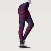 Wild Red and Black Leopard Print Fur Pattern Leggings