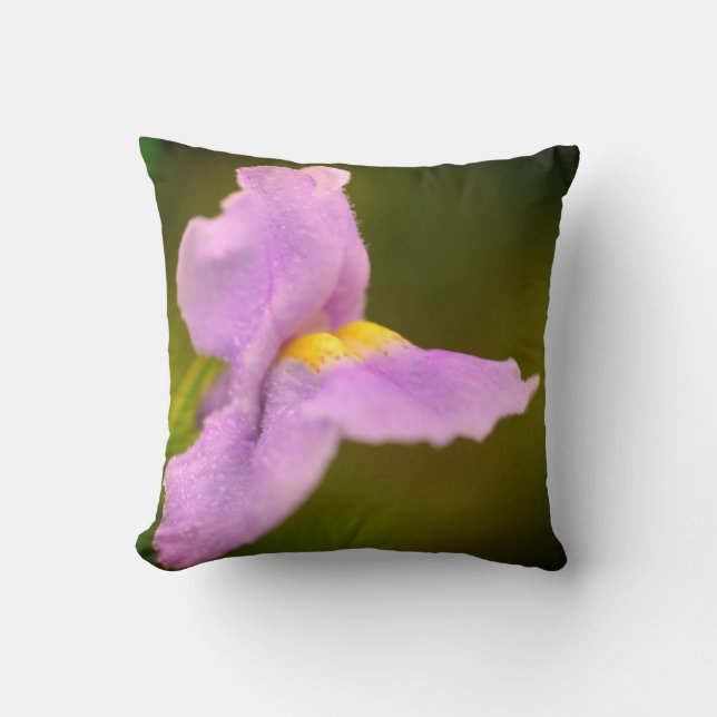 Wild Purple Orchid Flower Dewdrops Throw Pillow (Front)