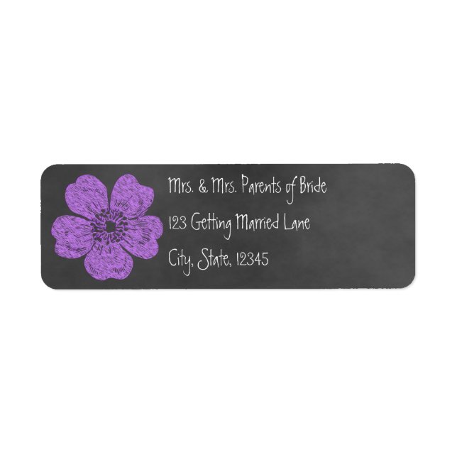 Wild Purple Roses Chalkboard Avery Label (Front)
