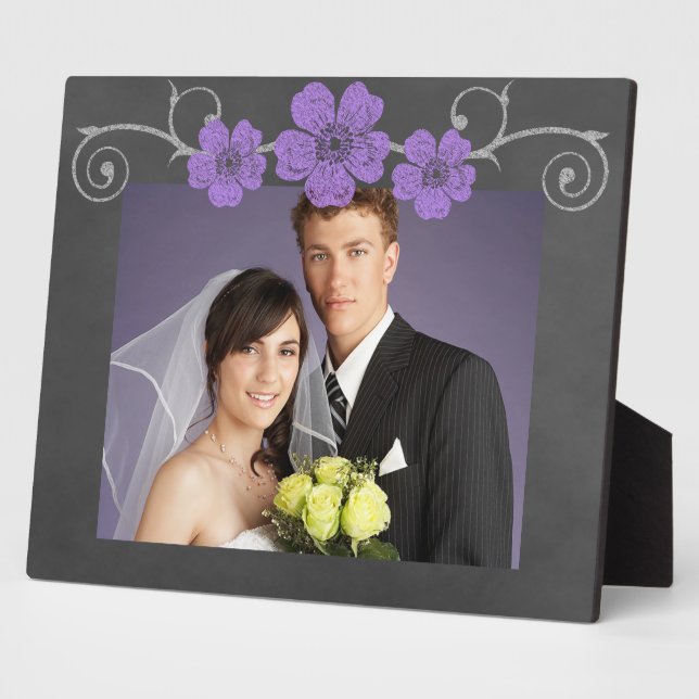 Wild Purple Roses Chalkboard Plaque (Side)